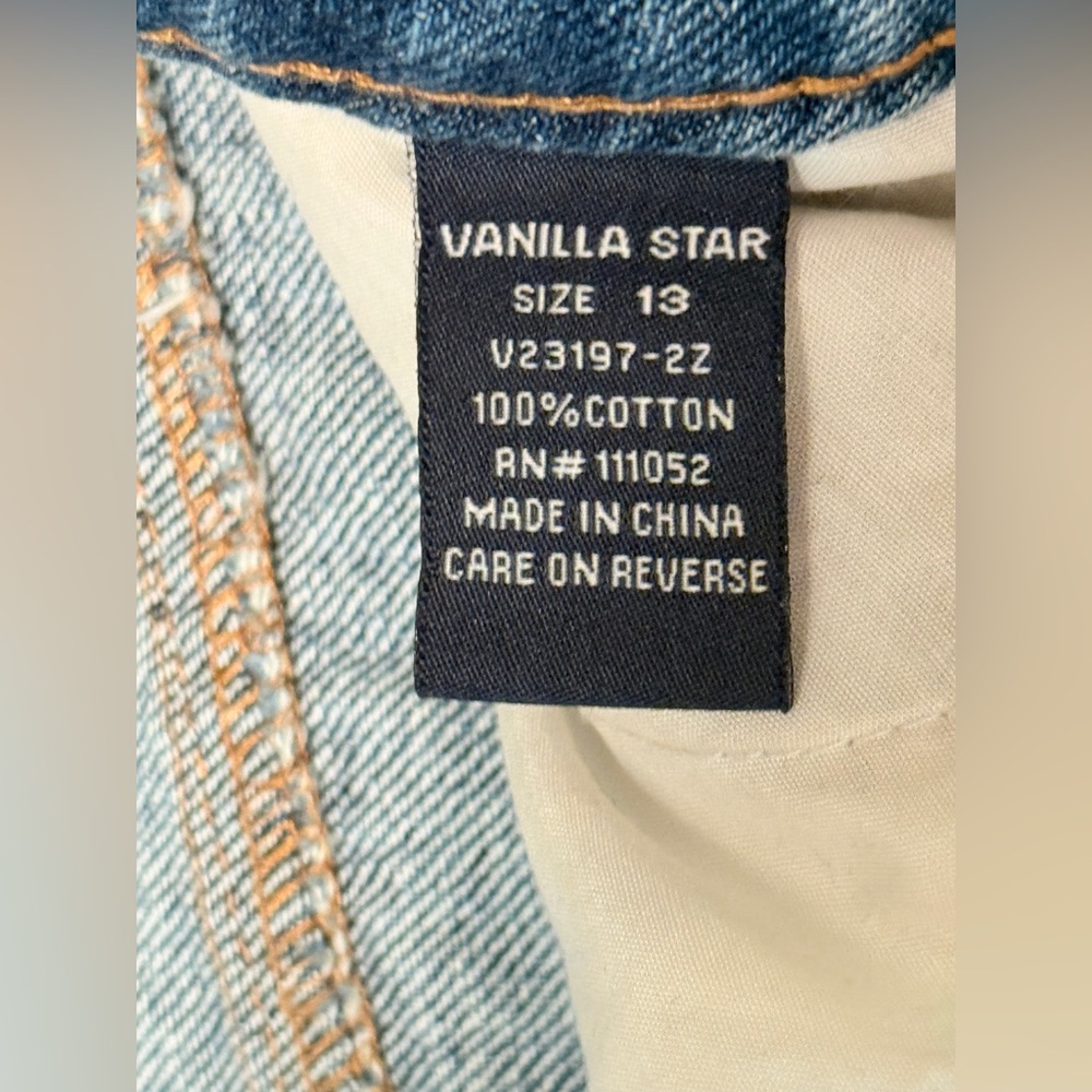 Vanilla Star 90s Boyfriend Jeans Distressed High Rise Button Fly Size 13 - Picture 6 of 14